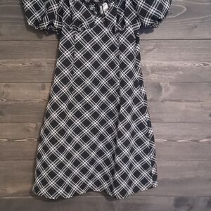 Divided Black and White Puff Sleeve Sundress